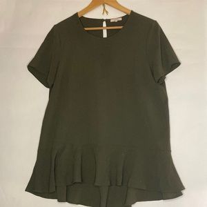 Pleione Olive green high low blouse. Size large